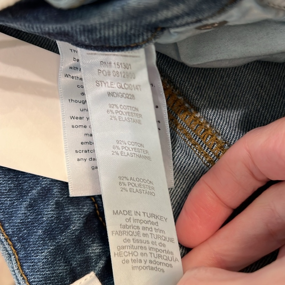 NEW GOOD AMERICAN GOOD LEGS STRAIGHT CROPPED DISTRESSED JEANS 27 (4) BLUE - Picture 10 of 11